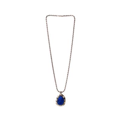 Sterling Silver Rope Chain With Lapis Drop Pendant 