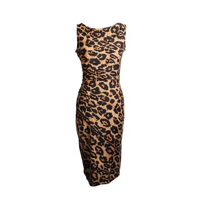 Diane Von Furstenberg Size 6 Leopard Print Sheath Dress 
