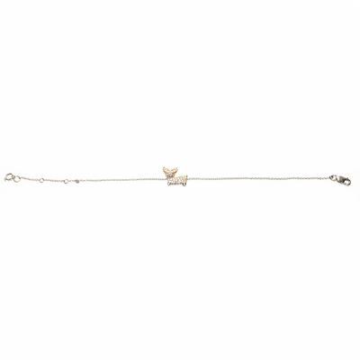 Qeelin Silver 18KYG Diamond Dog On Chain Bracelet 