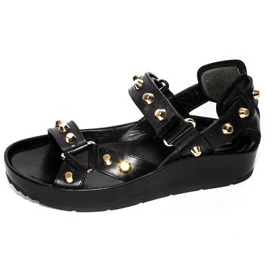 Balenciaga Size 36 Black Leather Studded Sandals