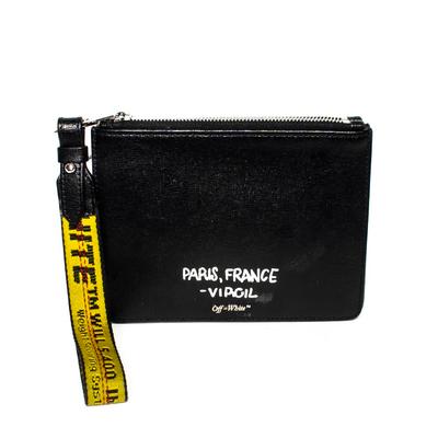 Off White Black Leather For Display Only Clutch