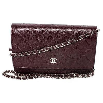 New Chanel Burgundy Quilted Leather Crossbody Bag