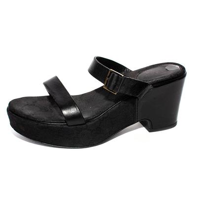 Gucci Size 7 Black Leather Vintage Platform Sandals