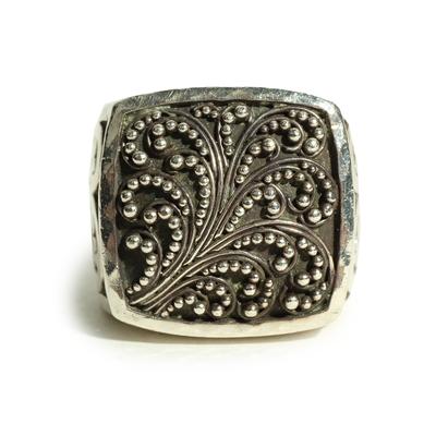 Lois Hill Size 7 Sterling Silver Scroll Granulation Ring