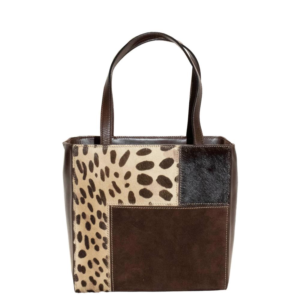  Suarez Leather Blocks Animal Print Handbag