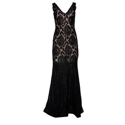 Mar Duggal Size 8 Black Lace Evening Dress
