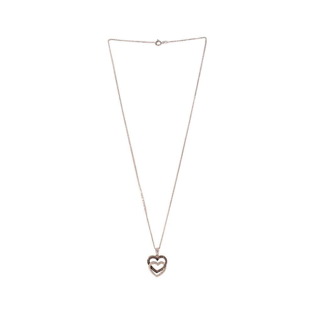  925 Silver Diamond Hearts Necklace