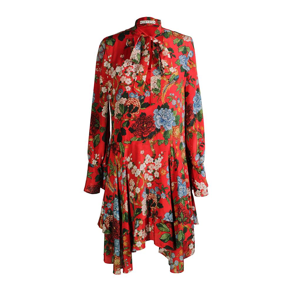  Alice + Olivia Size Small Floral Print Long Sleeve Dress