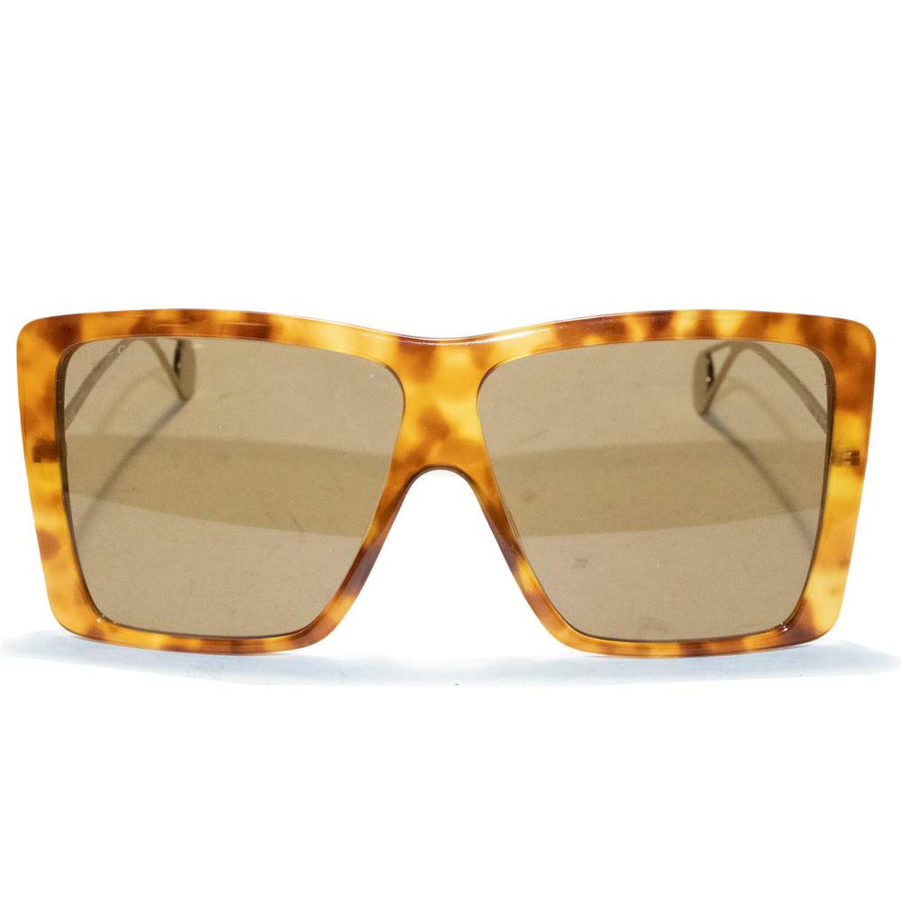  Gucci Oversized Rectangular Brown Sunglasses
