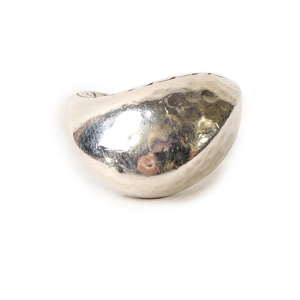  John Hardy Size 7 Sterling Silver Hammered Beveled Dome Ring