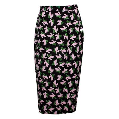 New Diane Von Furstenberg Size 10 Black Floral Skirt