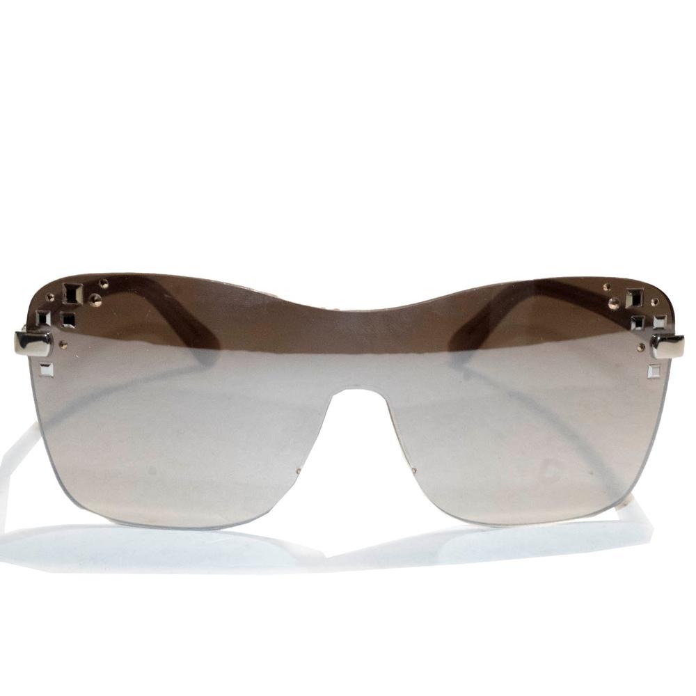  Jimmy Choo Taupe Rhinestone Shield Sunglasses