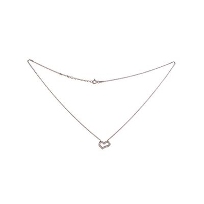 Silver 925 and Diamonds Heart Pendant Necklace