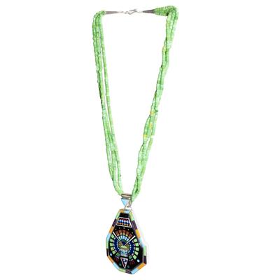 Intarsia Green Gaspeite Beads Necklace