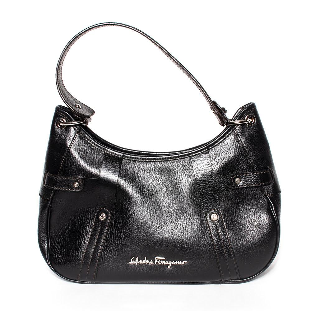  Salvatore Ferragamo Black Leather Hobo Bag