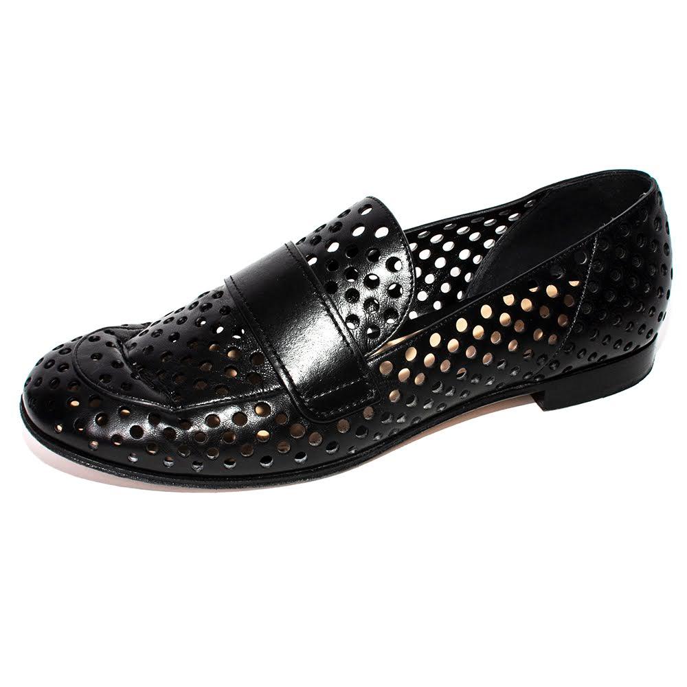  Gianvito Rossi Size 38 Black Perforated Leather Shoes