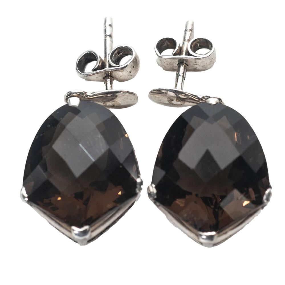  Silver Quartz Bell Drop Earrings
