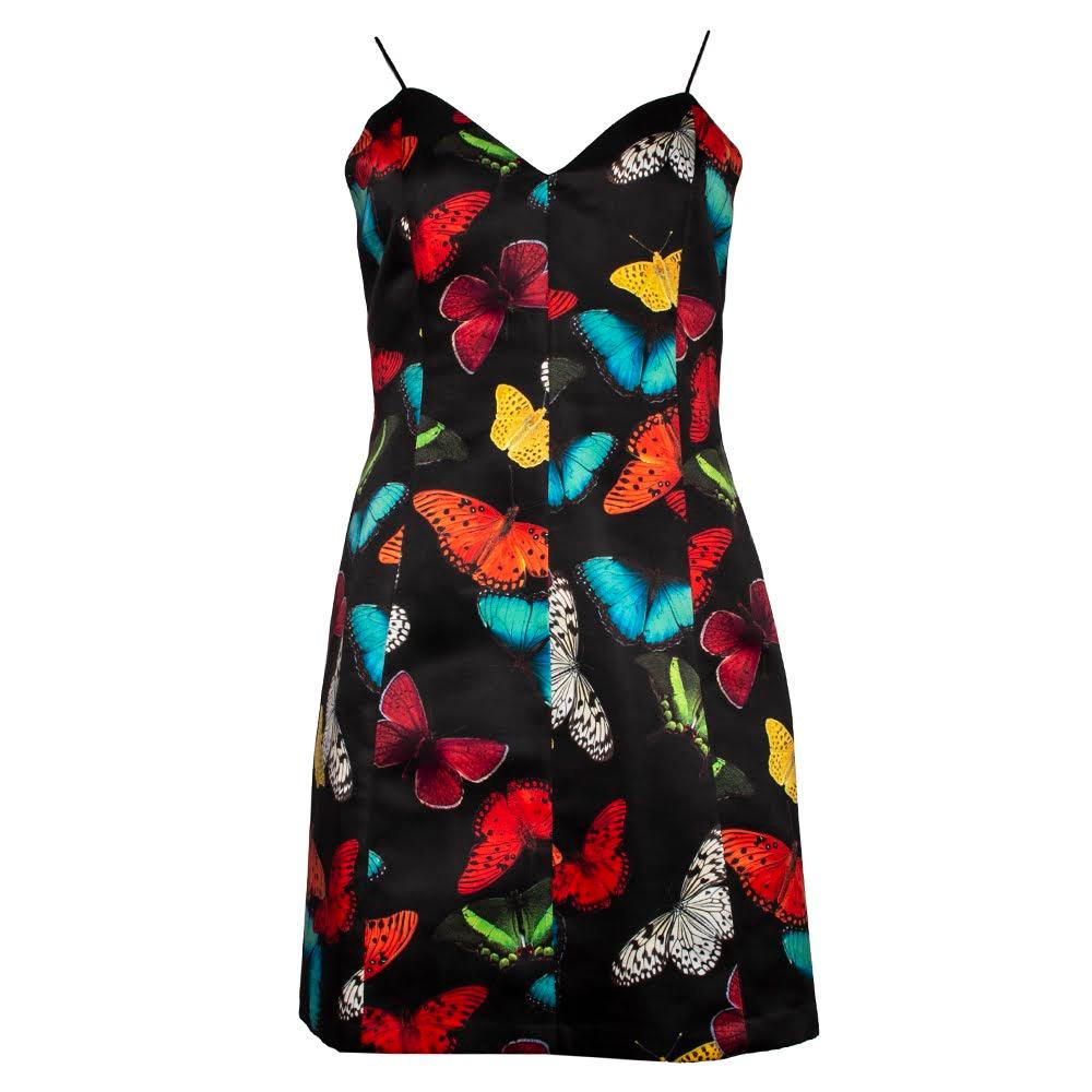  Alice + Olivia Size 4 Black Butterfly Print Dress