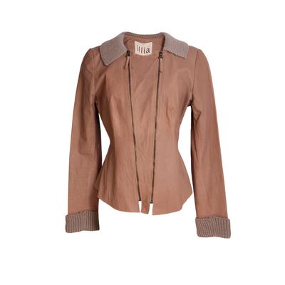 Illia Leather Jacket with Wool Trim