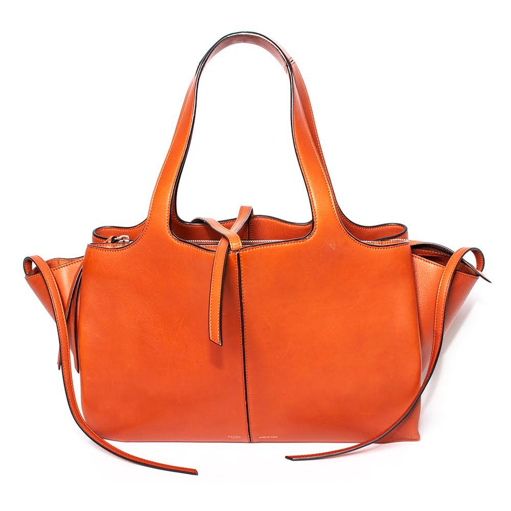  Celine Medium Orange Tri- Fold Handbag