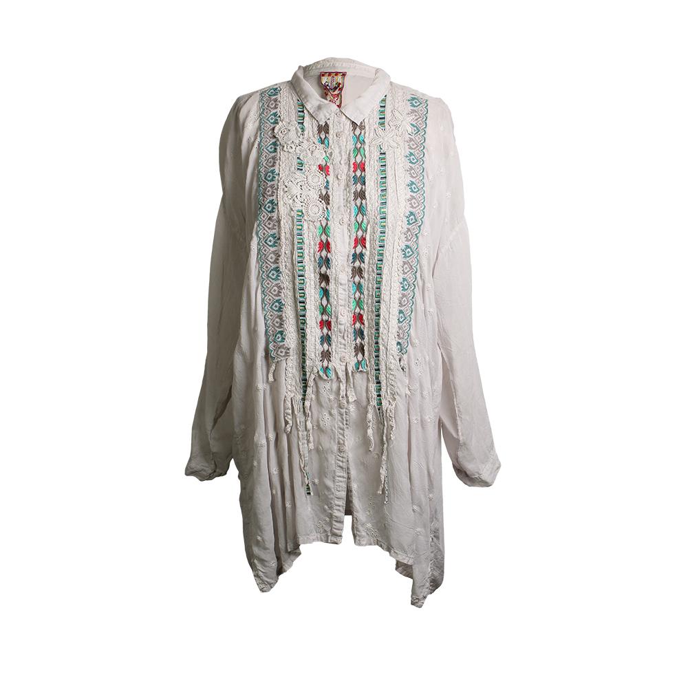  Johnny Was Size Small Embroidered Button Down Blouse