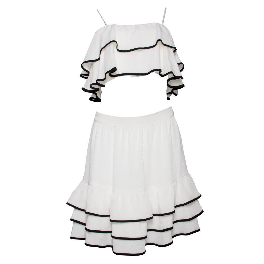  Prose And Poetry Size Small White Two Piece Top & Skirt