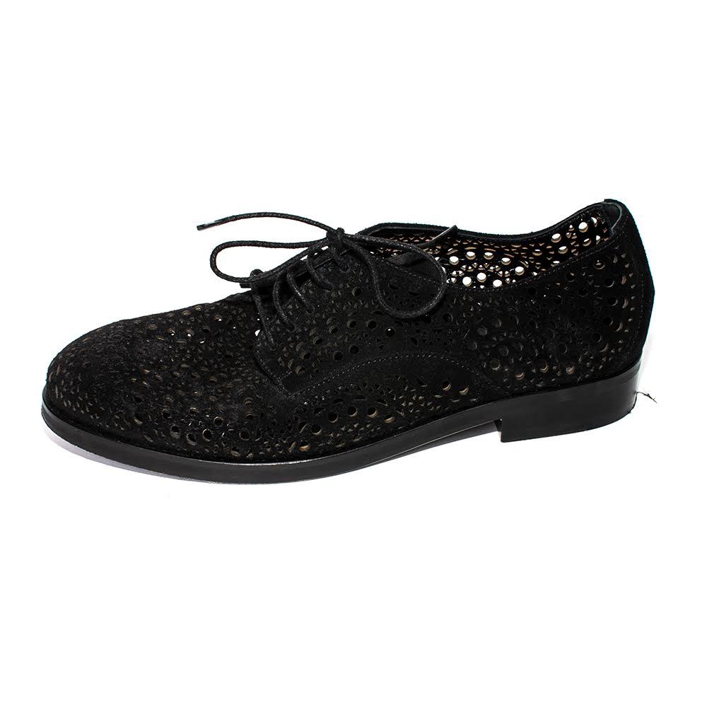  Alaia Size 38 Black Perforated Leather Shoes