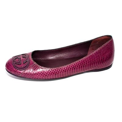 Gucci Size 37 Purple Python Double G Shoes