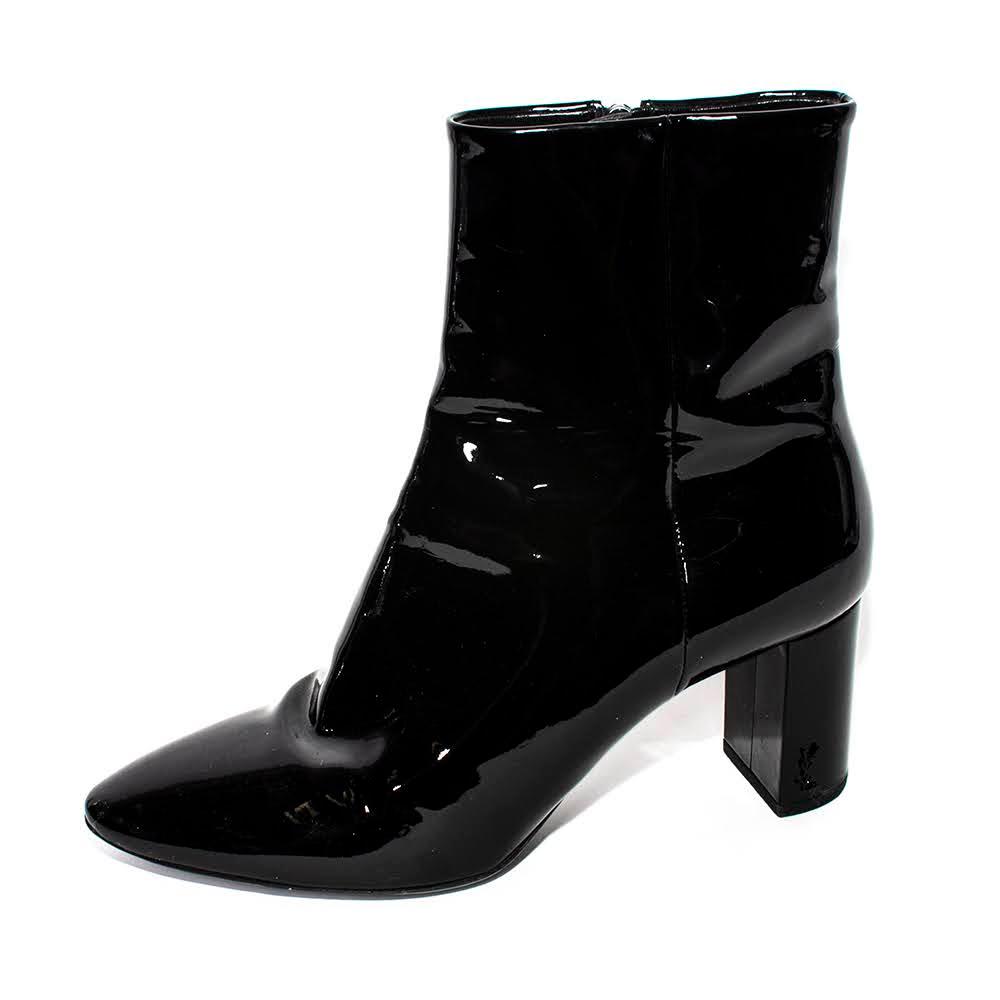  Saint Laurent Size 38.5 Black Patent Boots