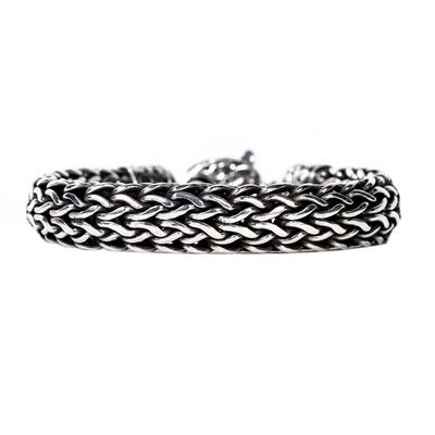 Silver Thick Braided Cable Bracelet