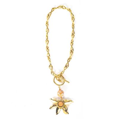 Ulla Johnson Gold Tone Chain Toggle Flower Necklace