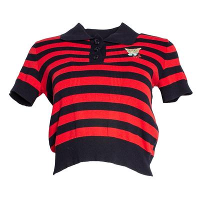 Gucci Size XS Red Striped Cat Patch Polo