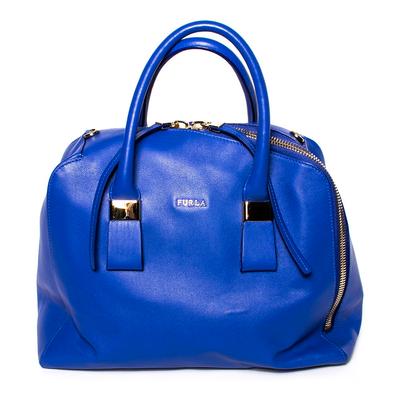 Furla Blue Leather Asymmetrical Handbag