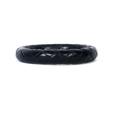 Bottega Veneta Black Embossed Leather Bangle Bracelet