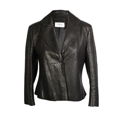 Akris Size 6 Punto Cut Out Scales Leather Jacket