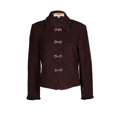 St. John Size 6 Tweed Jacket With Jeweled Clasps