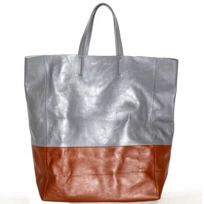 Celine Grey and Brown Leather Tote