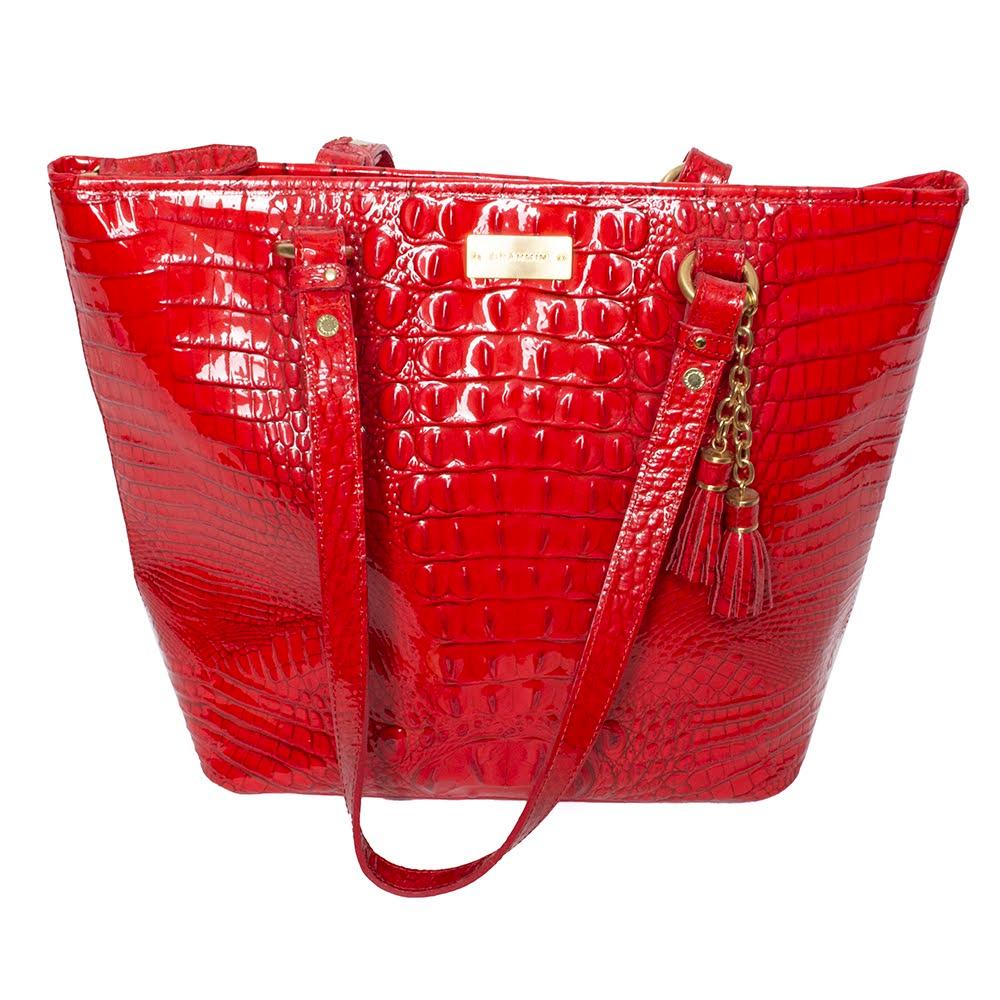  Brahmin Red Patent Croc Leather Handbag