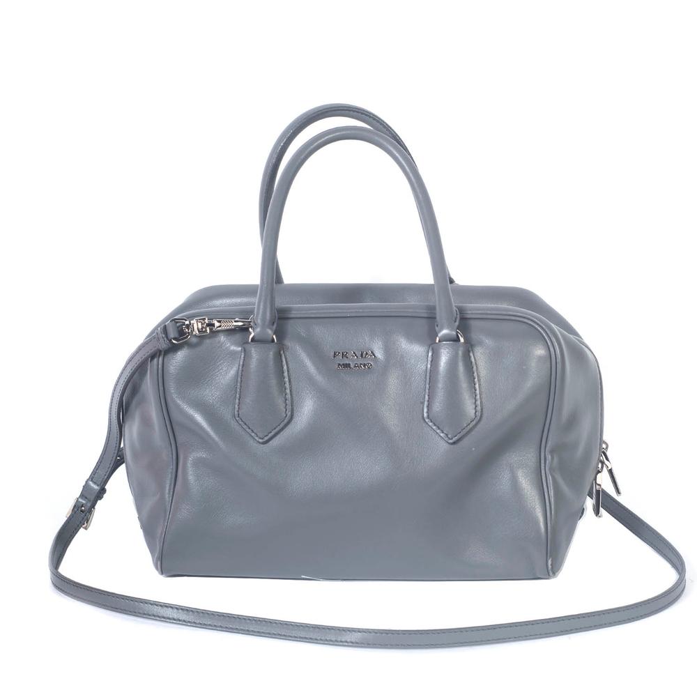  Prada Grey Leather Handbag