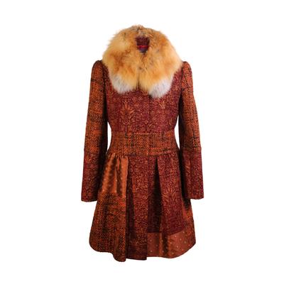  Alberta Ferretti Size 44 Fox Trim Collar Coat