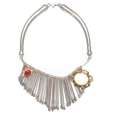 Chloe Silver Metal Fringe Necklace