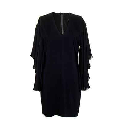 Ralph Lauren Size 4 Black Polyester Long Ruffle Sleeve Dress