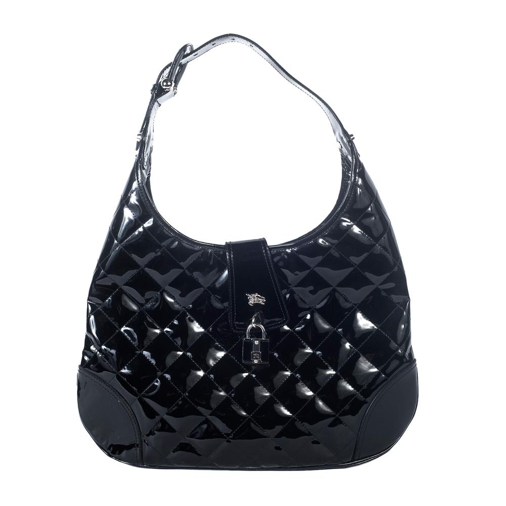  Burberry Medium Black Quilted Leather Hobo Handbag