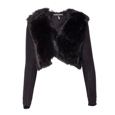 Ralph Lauren Size 6 Black Fur Trim Jacket