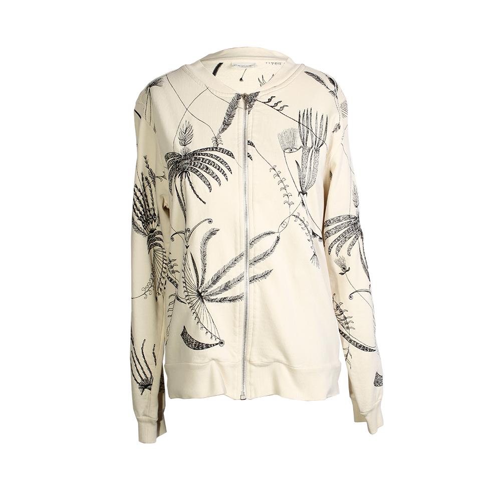  Dries Van Noten Size Small Floral Embroidered Cotton Zip Up Jacket