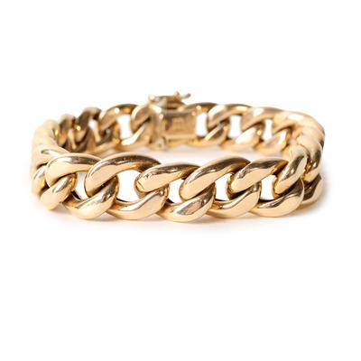 14 Karat Hollow Gold Chain Link Bracelet 