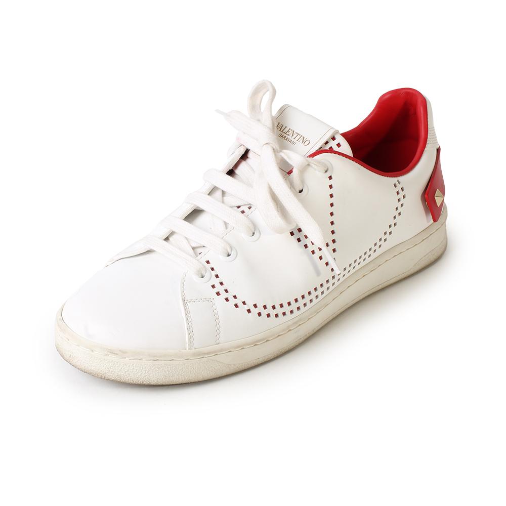  Valentino Size 37.5 Perforated Leather Sneakers