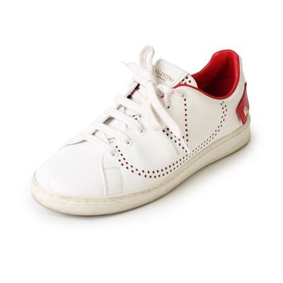 Valentino Size 37.5 Perforated Leather Sneakers