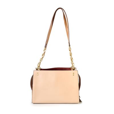 Coach Leather Color Block Tote Bag With C Chain Detail 