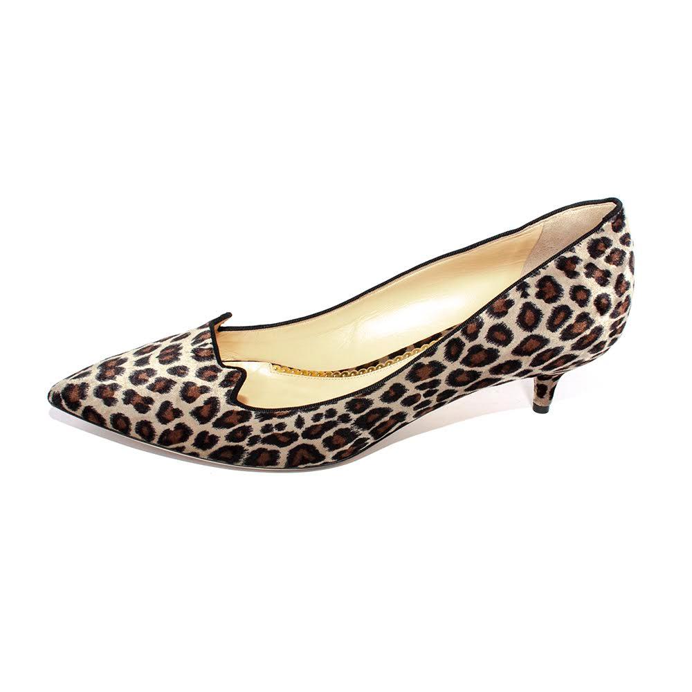  Charlotte Olympia Size 42 Brown Leopard Print Velvet Heels